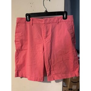 Tommy Hilfiger Womens Coral Pink Chino Bermuda Shorts Size 10 Preppy Cotton
